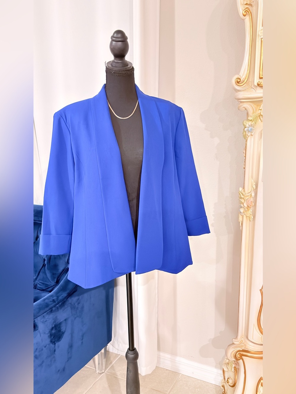 Women's Open-Front Royal Blue Blazer Jacket
